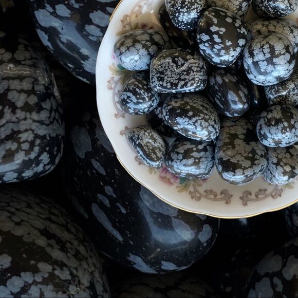 Snowflake Obsidian Tumbles x3 - Picture 1 of 3